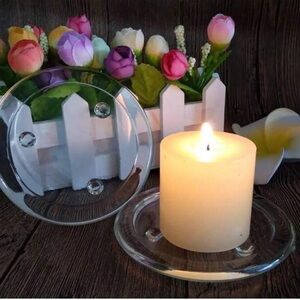 Glass Pillar Candle Holder 3-1/2” Clear Glass